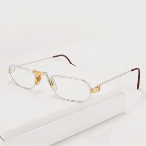 Rare Vintage 80s Cartier Demi Lune Platinum Plated Reading Glasses